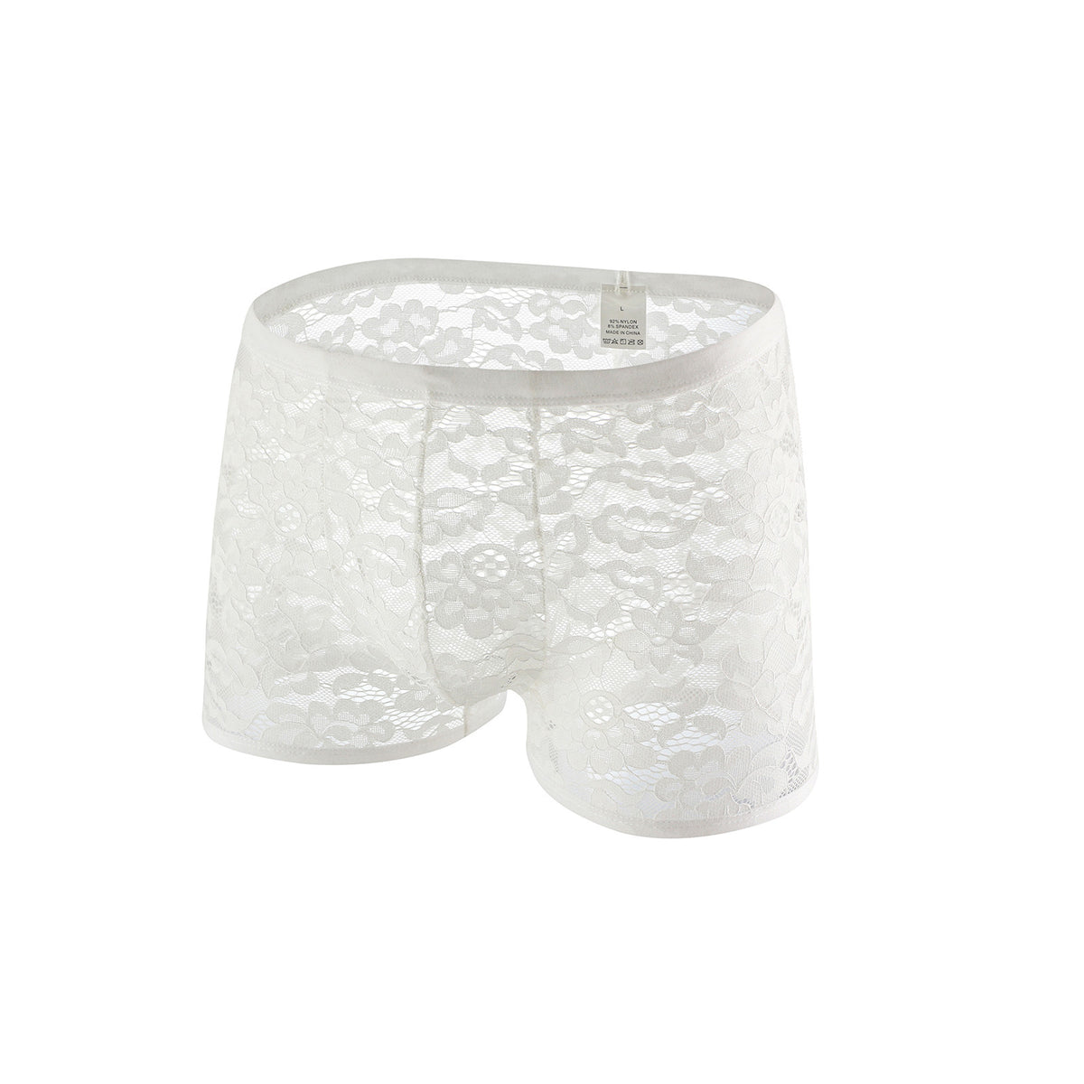 Men's Sexy Lace Pattern Mesh Black Thong Briefs